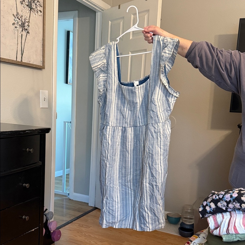 True Craft Blue and White Striped Midi Dress